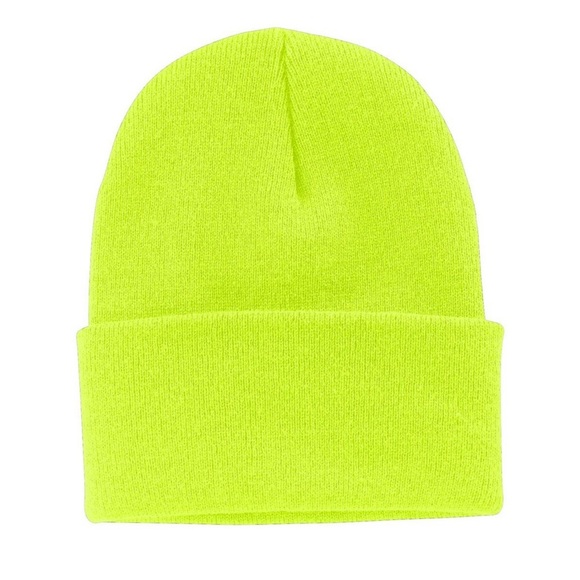 NWOT Neon Yellow Cuffed Beanie - Picture 1 of 3